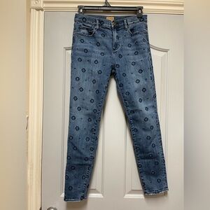 Driftwood Jackie Embroidered Diamond Print Skinny Jeans Women’s Size 30 Boho